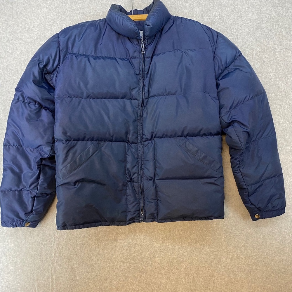 Vintage SKITIQUE Medium Prime Goose Down Filled Puffer Ski Men Jacket Coat Blue
